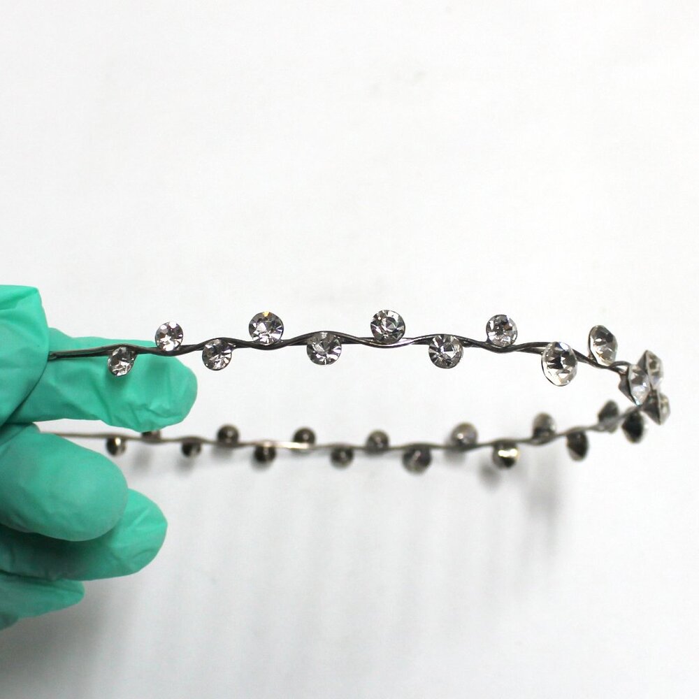 Clear Rhinestone Silvertone Hair Head Piece Band Decoration Trim Wedding Pageant - Picture 7 of 12